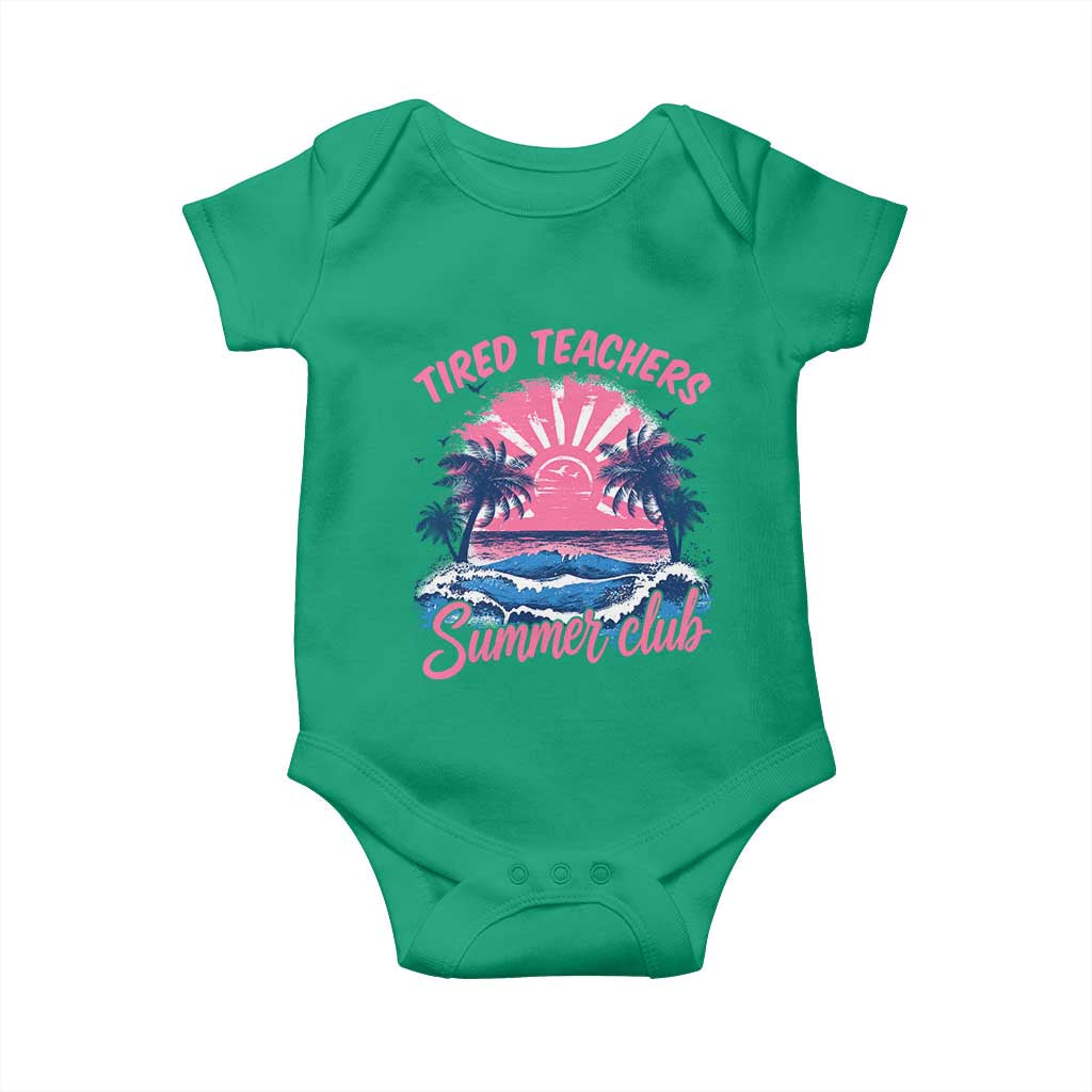 Tired Teachers Summer Club Baby Onesie Retro Mama Summer Beach Vacation Gift
