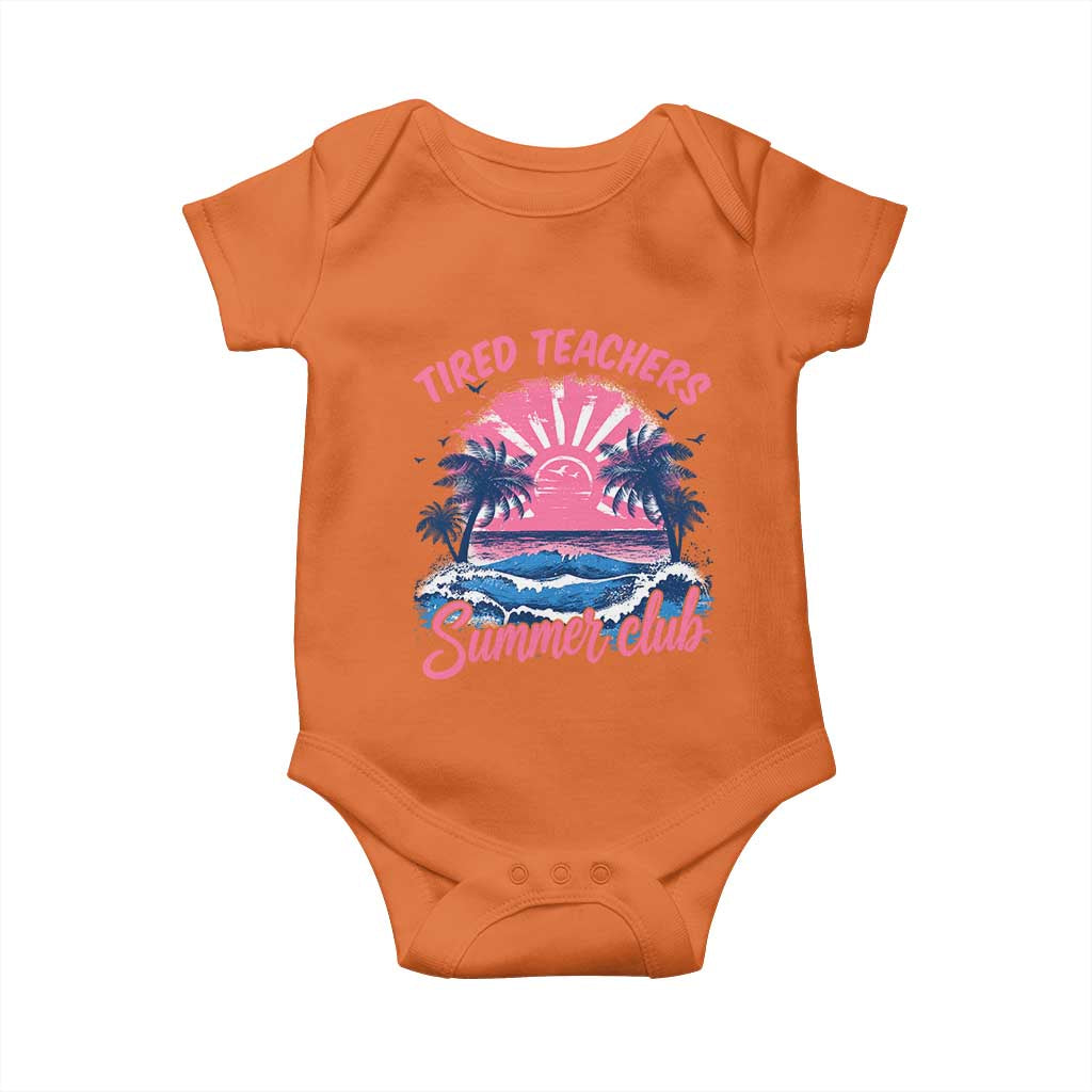 Tired Teachers Summer Club Baby Onesie Retro Mama Summer Beach Vacation Gift