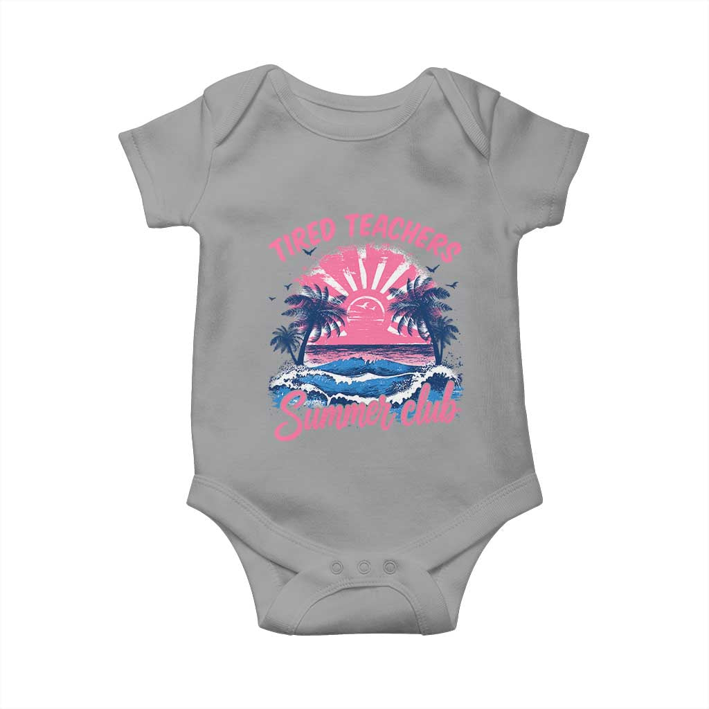 Tired Teachers Summer Club Baby Onesie Retro Mama Summer Beach Vacation Gift