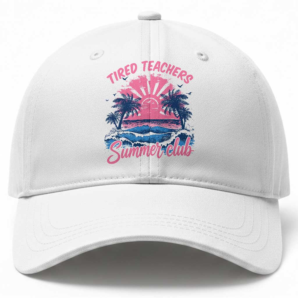Tired Teachers Summer Club Baseball Cap Retro Mama Summer Beach Vacation Gift