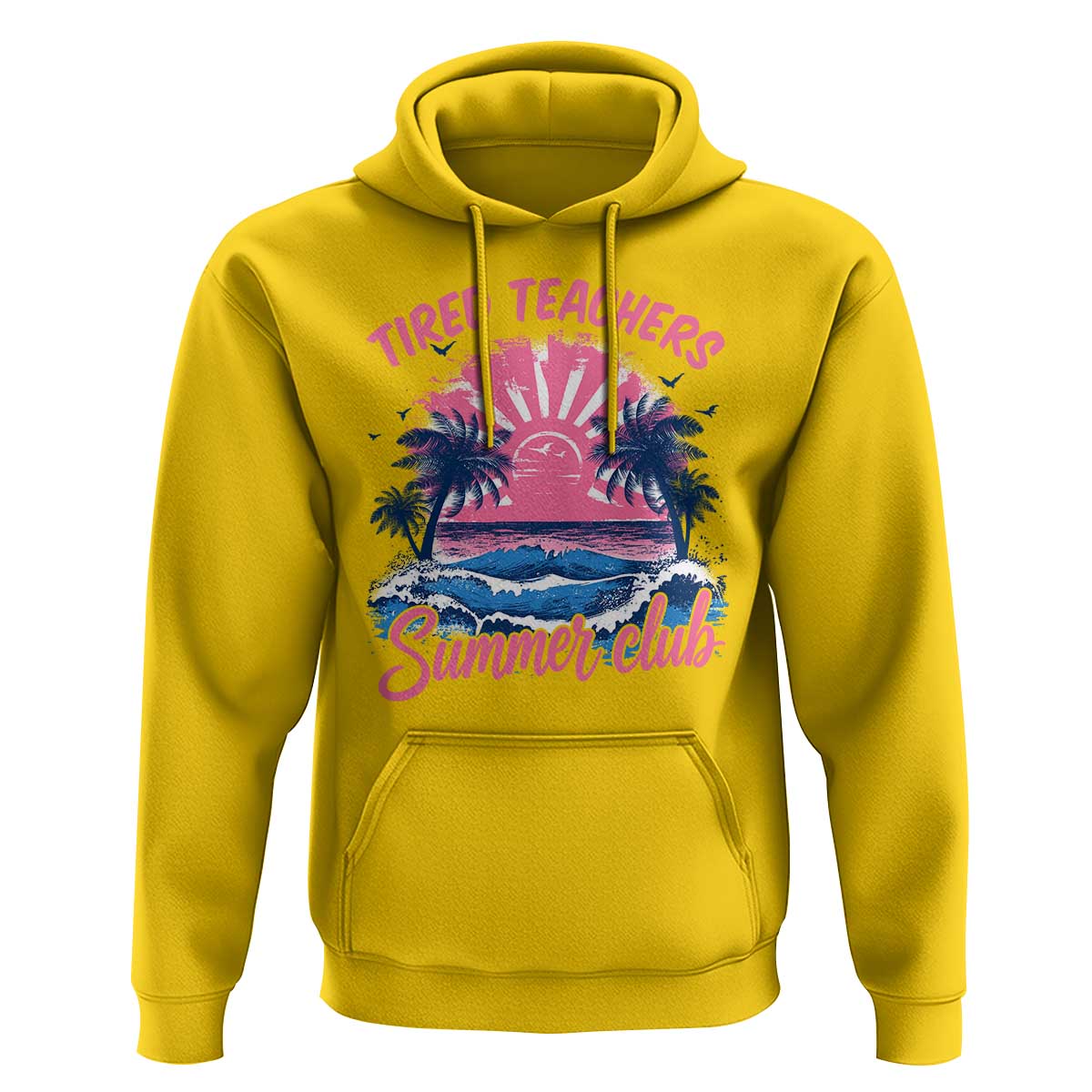 Tired Teachers Summer Club Hoodie Retro Mama Summer Beach Vacation Gift
