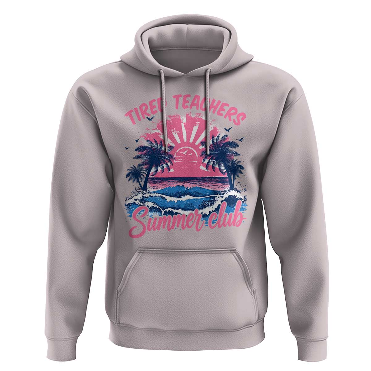 Tired Teachers Summer Club Hoodie Retro Mama Summer Beach Vacation Gift