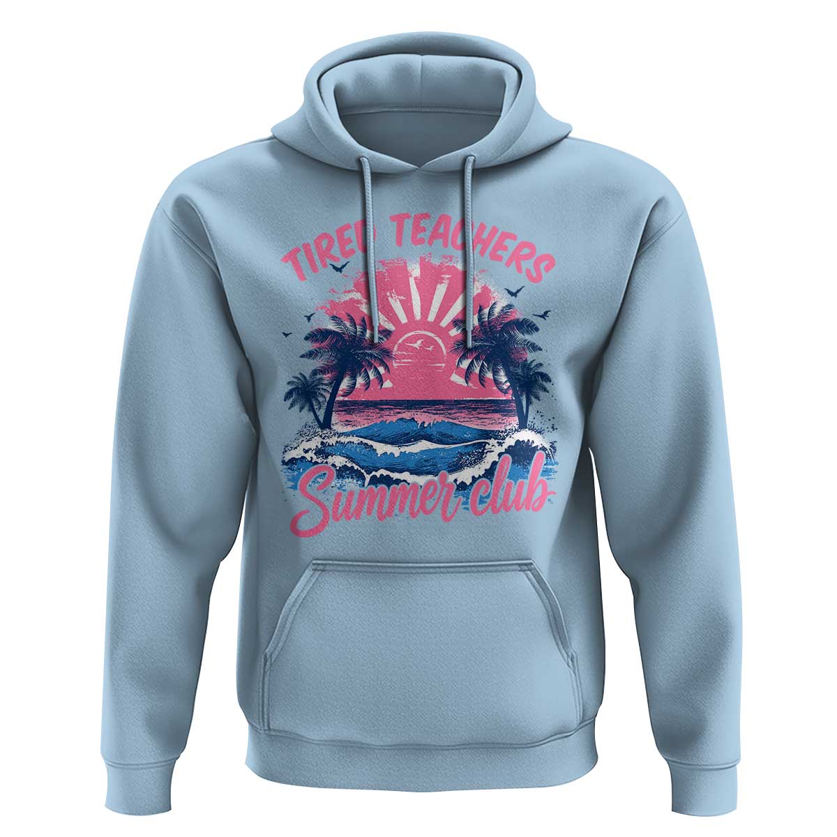 Tired Teachers Summer Club Hoodie Retro Mama Summer Beach Vacation Gift