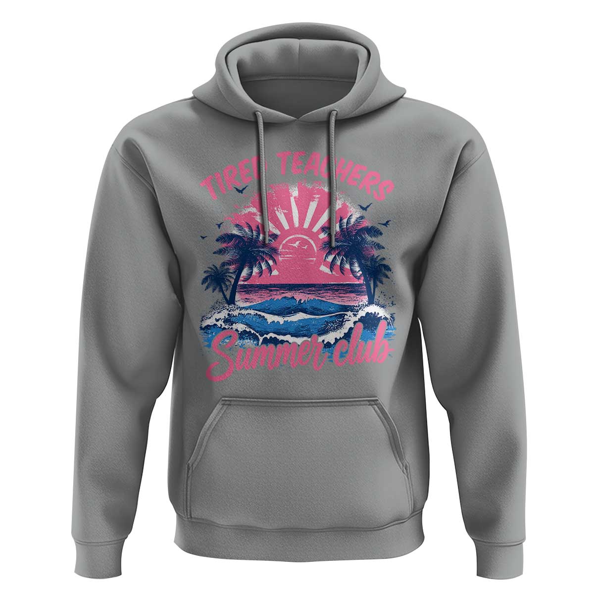 Tired Teachers Summer Club Hoodie Retro Mama Summer Beach Vacation Gift