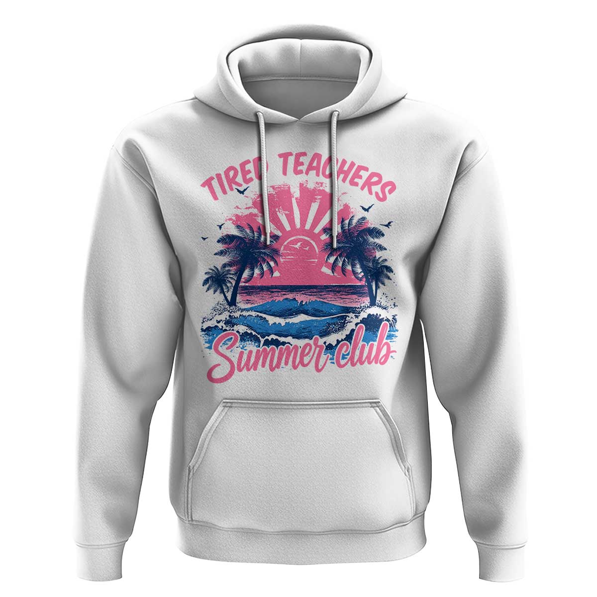 Tired Teachers Summer Club Hoodie Retro Mama Summer Beach Vacation Gift