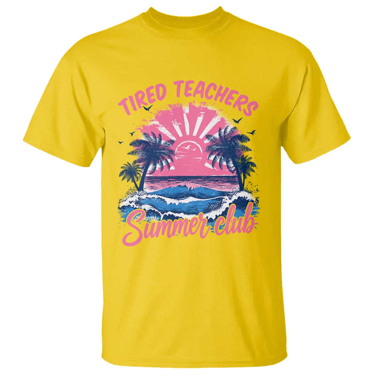 Tired Teachers Summer Club T Shirt Retro Mama Summer Beach Vacation Gift