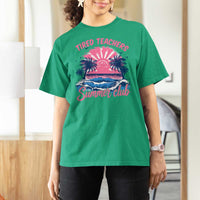 Tired Teachers Summer Club T Shirt For Women Retro Mama Summer Beach Vacation Gift