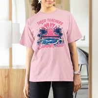 Tired Teachers Summer Club T Shirt For Women Retro Mama Summer Beach Vacation Gift