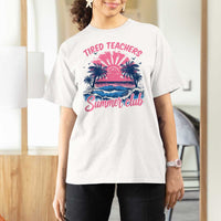 Tired Teachers Summer Club T Shirt For Women Retro Mama Summer Beach Vacation Gift