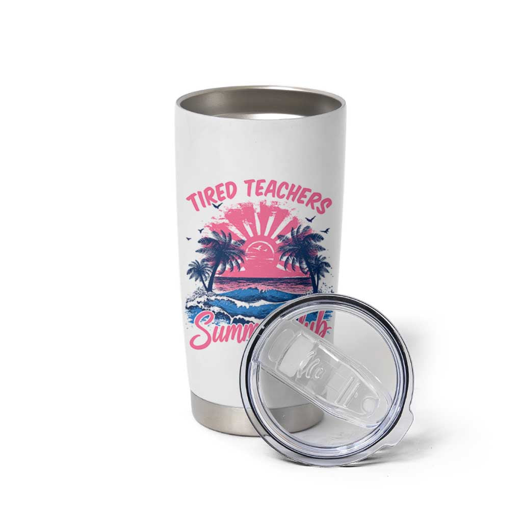 Tired Teachers Summer Club Tumbler Cup Retro Mama Summer Beach Vacation Gift