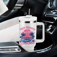 Tired Teachers Summer Club Tumbler With Handle Retro Mama Summer Beach Vacation Gift