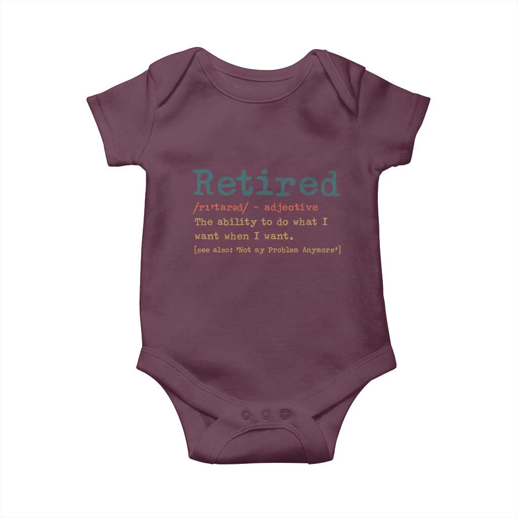 Funny Retirement Party Baby Onesie Retired Definition Funny Retirement Gag