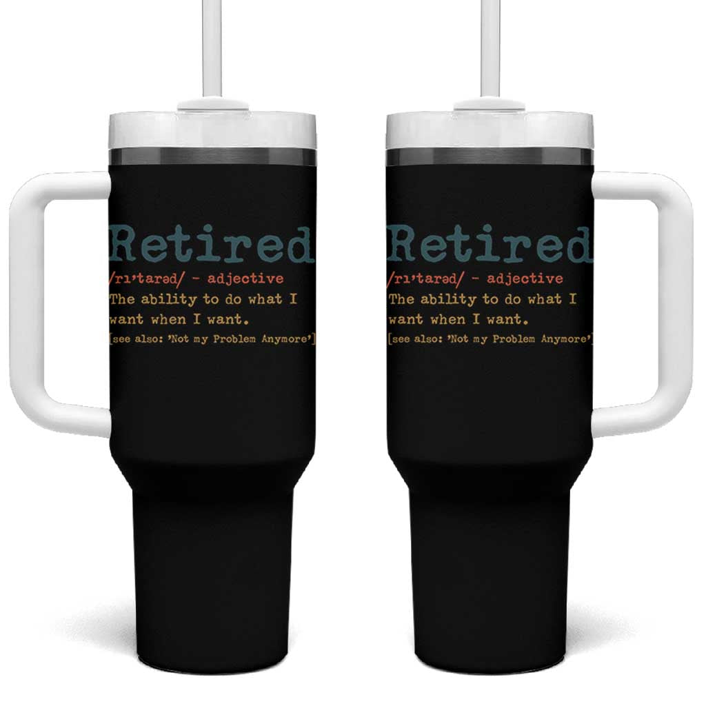 Funny Retirement Party Tumbler With Handle Retired Definition Funny Retirement Gag