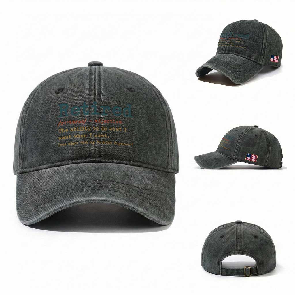 Funny Retirement Party Washed Cotton Baseball Cap Retired Definition Funny Retirement Gag