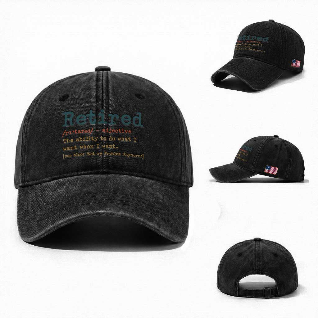 Funny Retirement Party Washed Cotton Baseball Cap Retired Definition Funny Retirement Gag