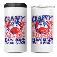 Summer Vacation 4 in 1 Can Cooler Tumbler If Crabby Return To Beach Retro Graphic
