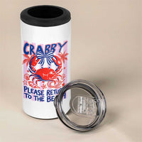 Summer Vacation 4 in 1 Can Cooler Tumbler If Crabby Return To Beach Retro Graphic