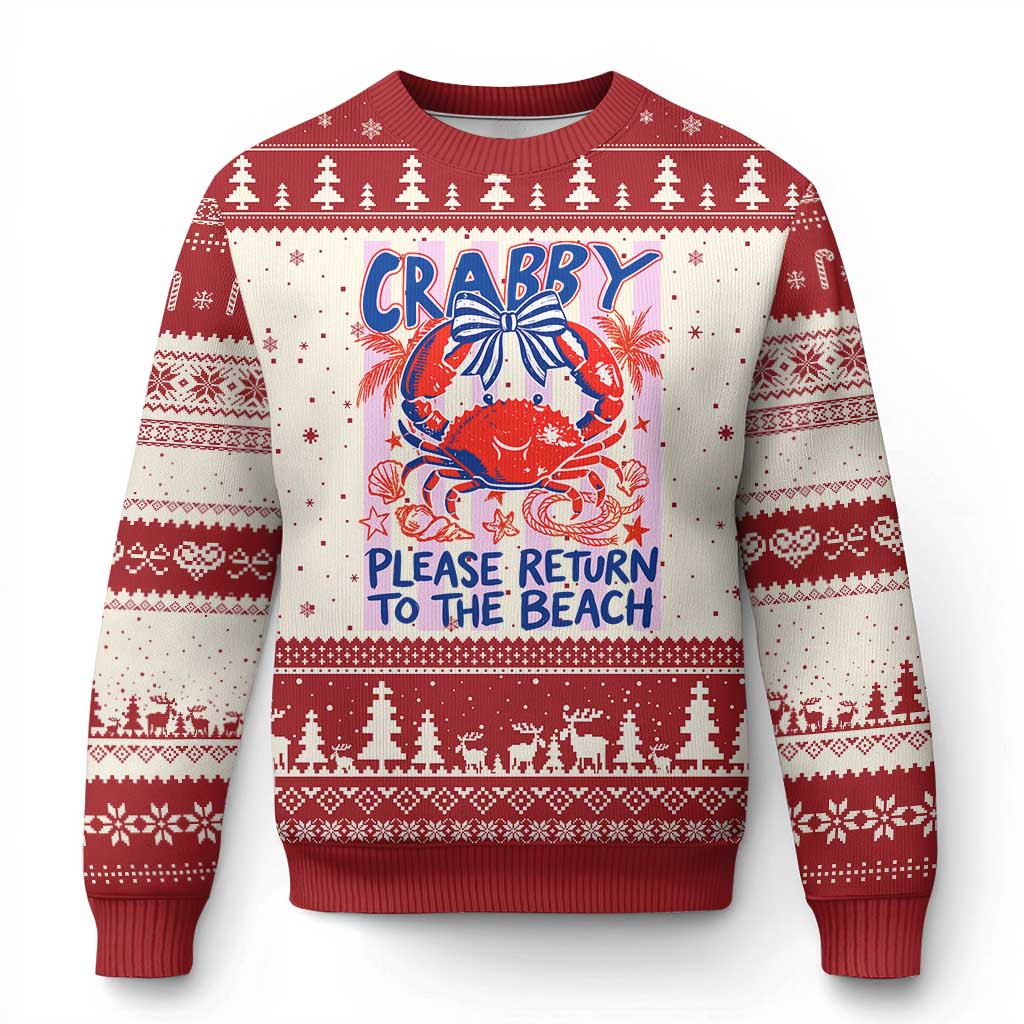 Summer Vacation Ugly Christmas Sweater If Crabby Return To Beach Retro Graphic