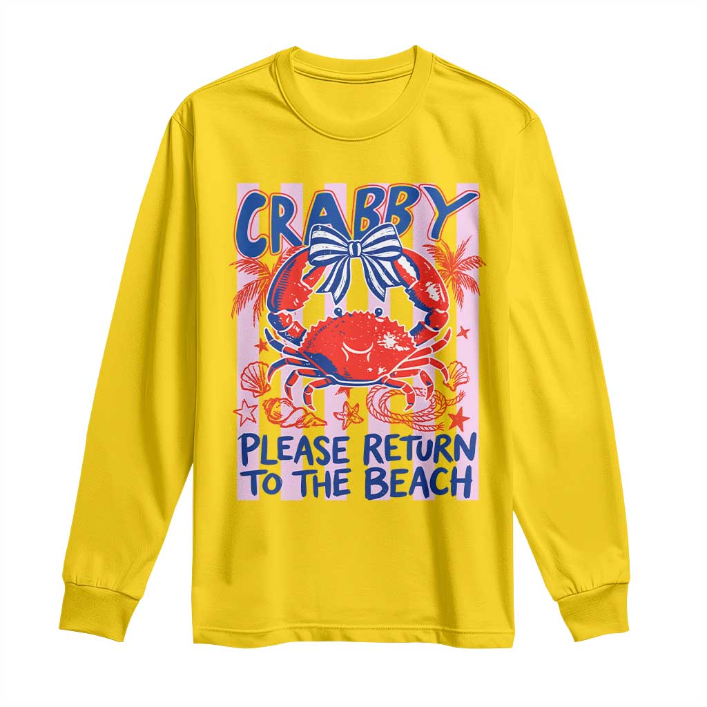 Summer Vacation Long Sleeve Shirt If Crabby Return To Beach Retro Graphic