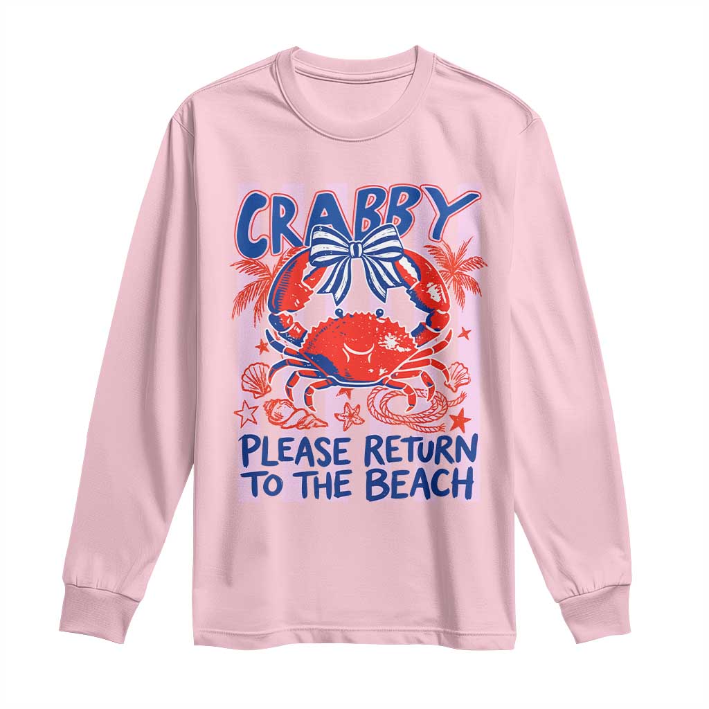 Summer Vacation Long Sleeve Shirt If Crabby Return To Beach Retro Graphic