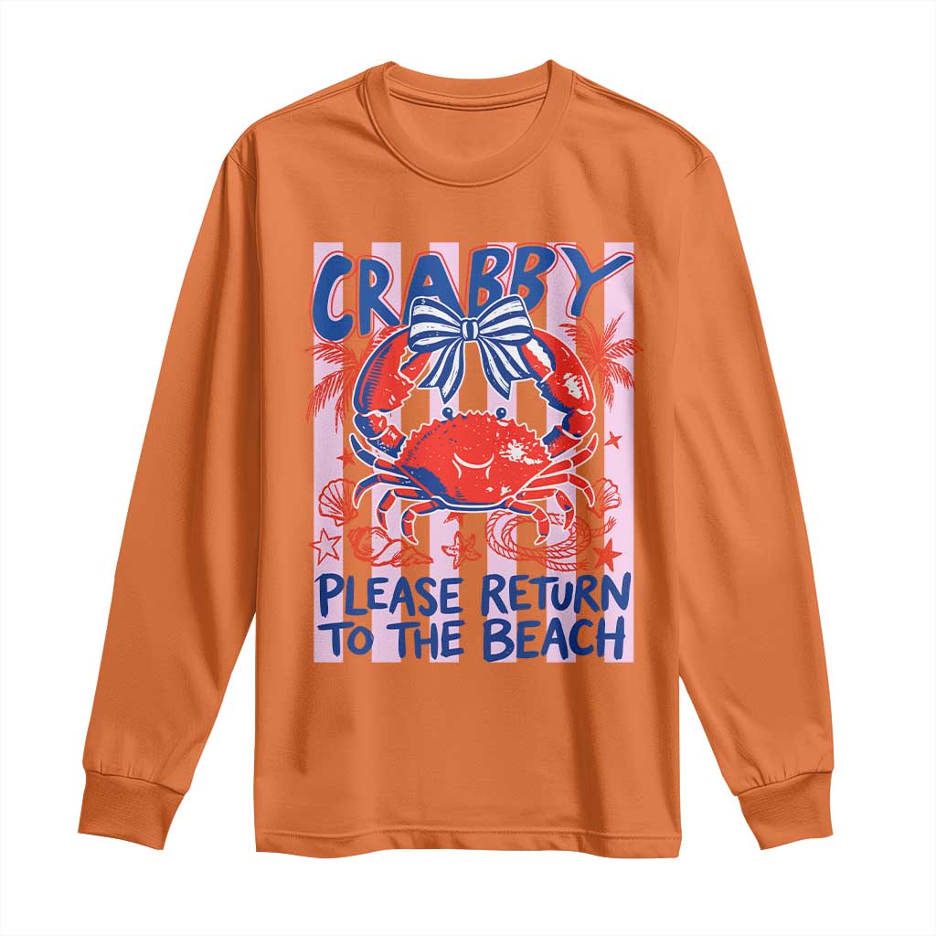 Summer Vacation Long Sleeve Shirt If Crabby Return To Beach Retro Graphic