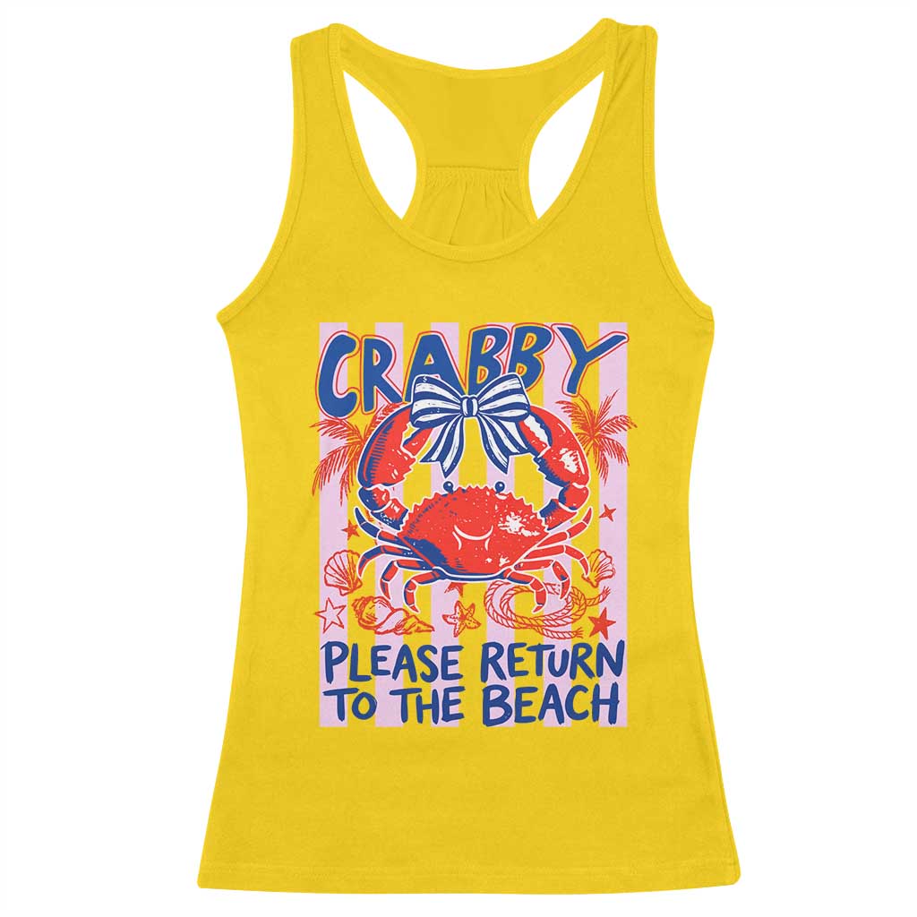 Summer Vacation Racerback Tank Top If Crabby Return To Beach Retro Graphic