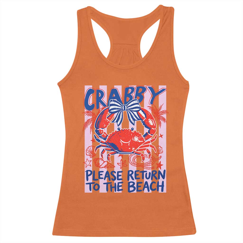 Summer Vacation Racerback Tank Top If Crabby Return To Beach Retro Graphic