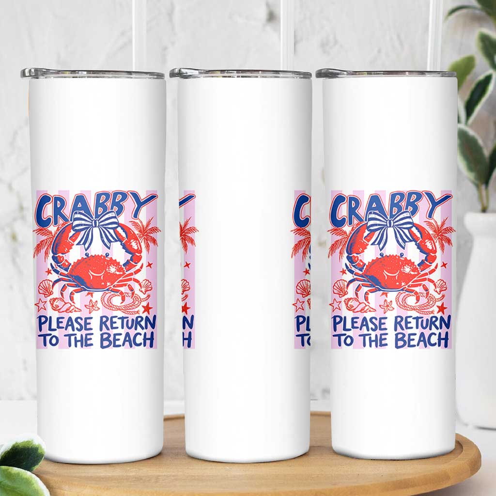 Summer Vacation Skinny Tumbler If Crabby Return To Beach Retro Graphic