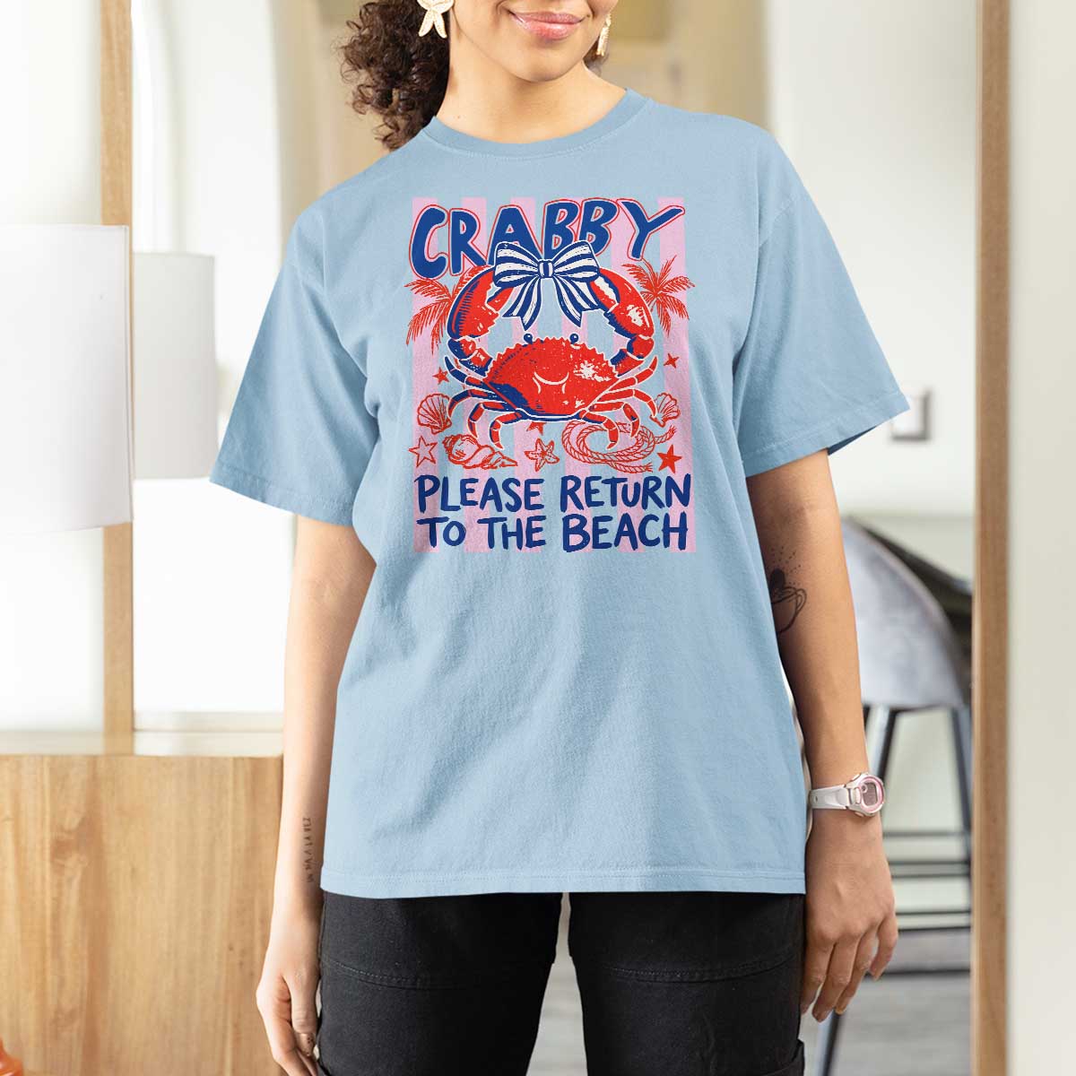 Summer Vacation T Shirt For Women If Crabby Return To Beach Retro Graphic