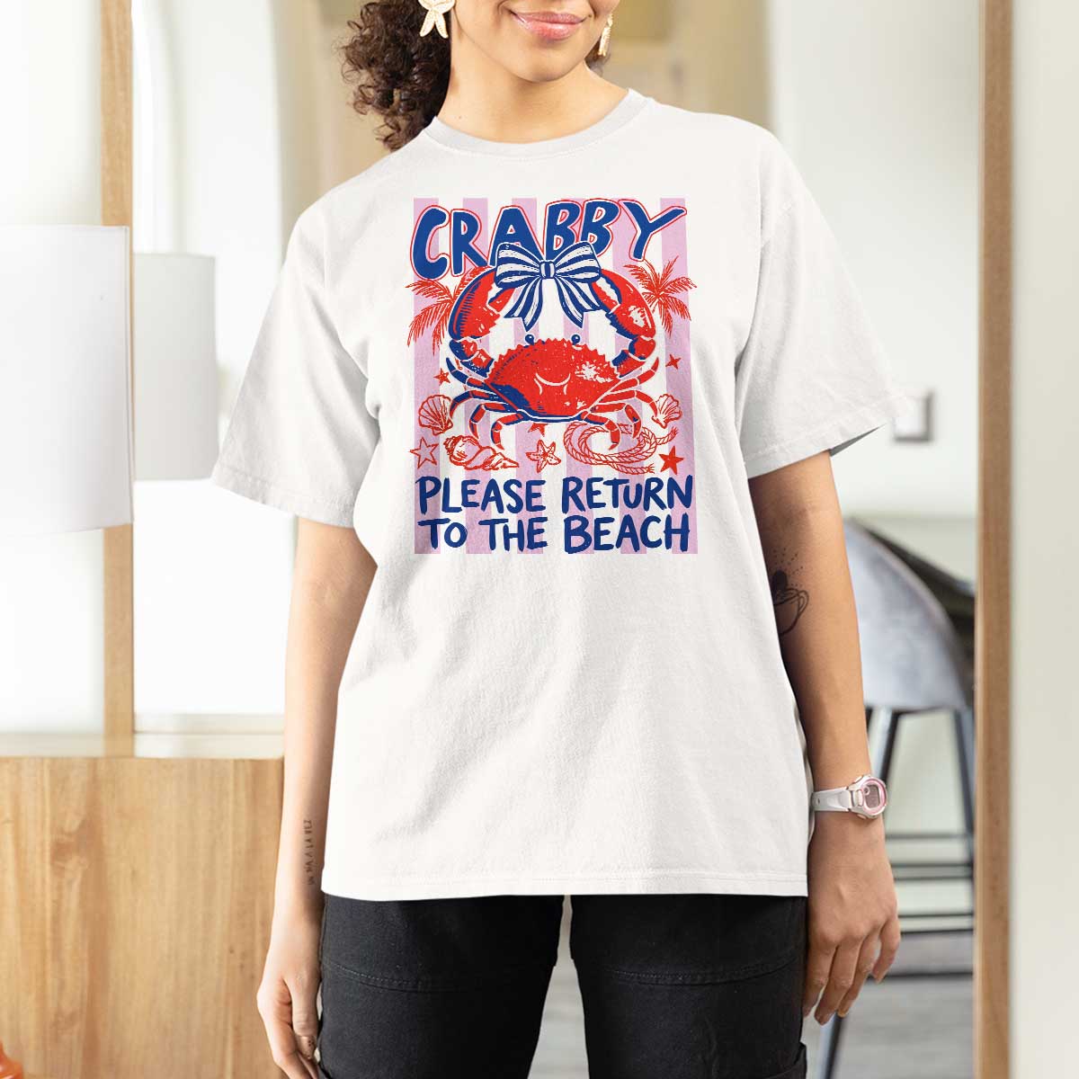Summer Vacation T Shirt For Women If Crabby Return To Beach Retro Graphic