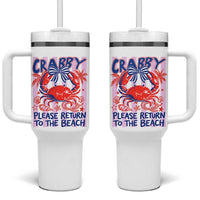 Summer Vacation Tumbler With Handle If Crabby Return To Beach Retro Graphic