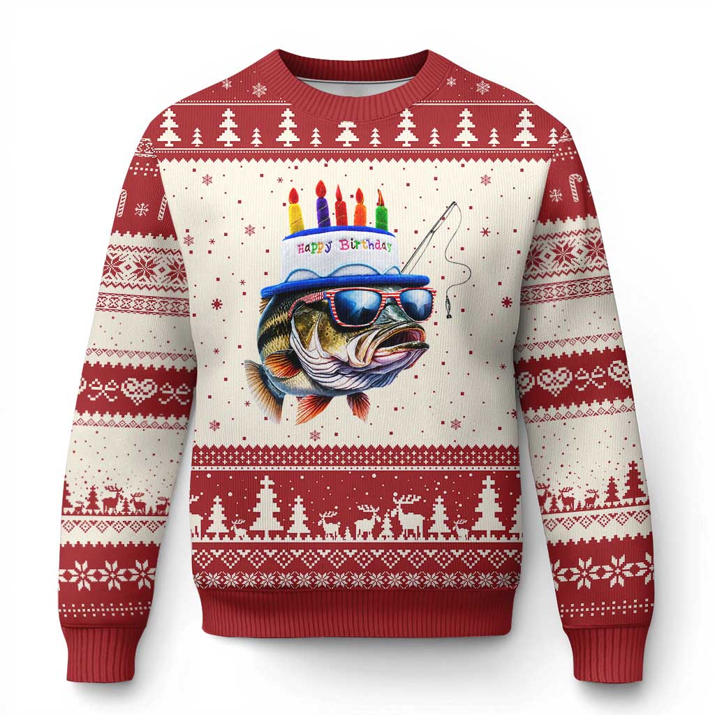 Bass Fishing Birthday Ugly Christmas Sweater Fish Party Theme
