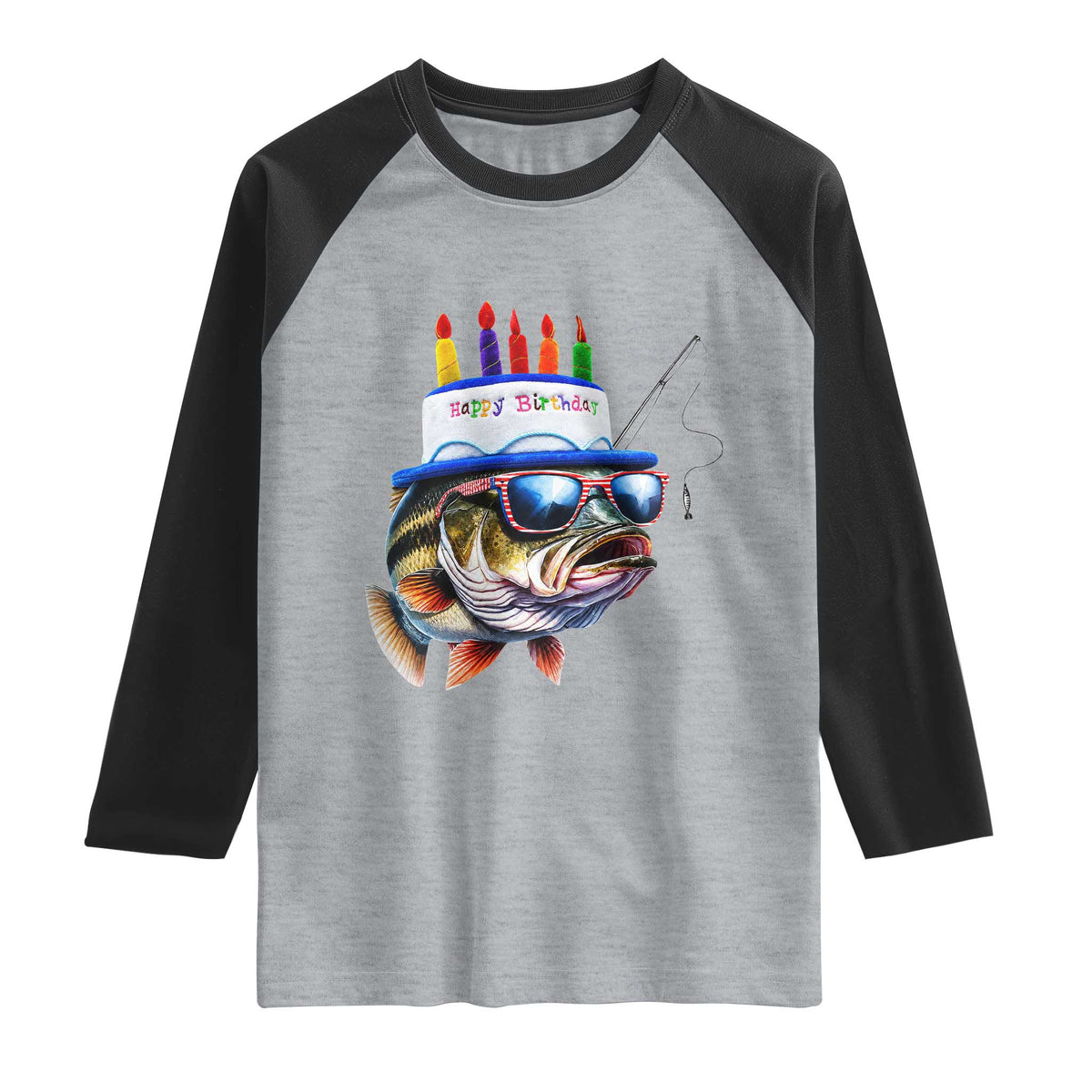 Bass Fishing Birthday Raglan Shirt Fish Party Theme