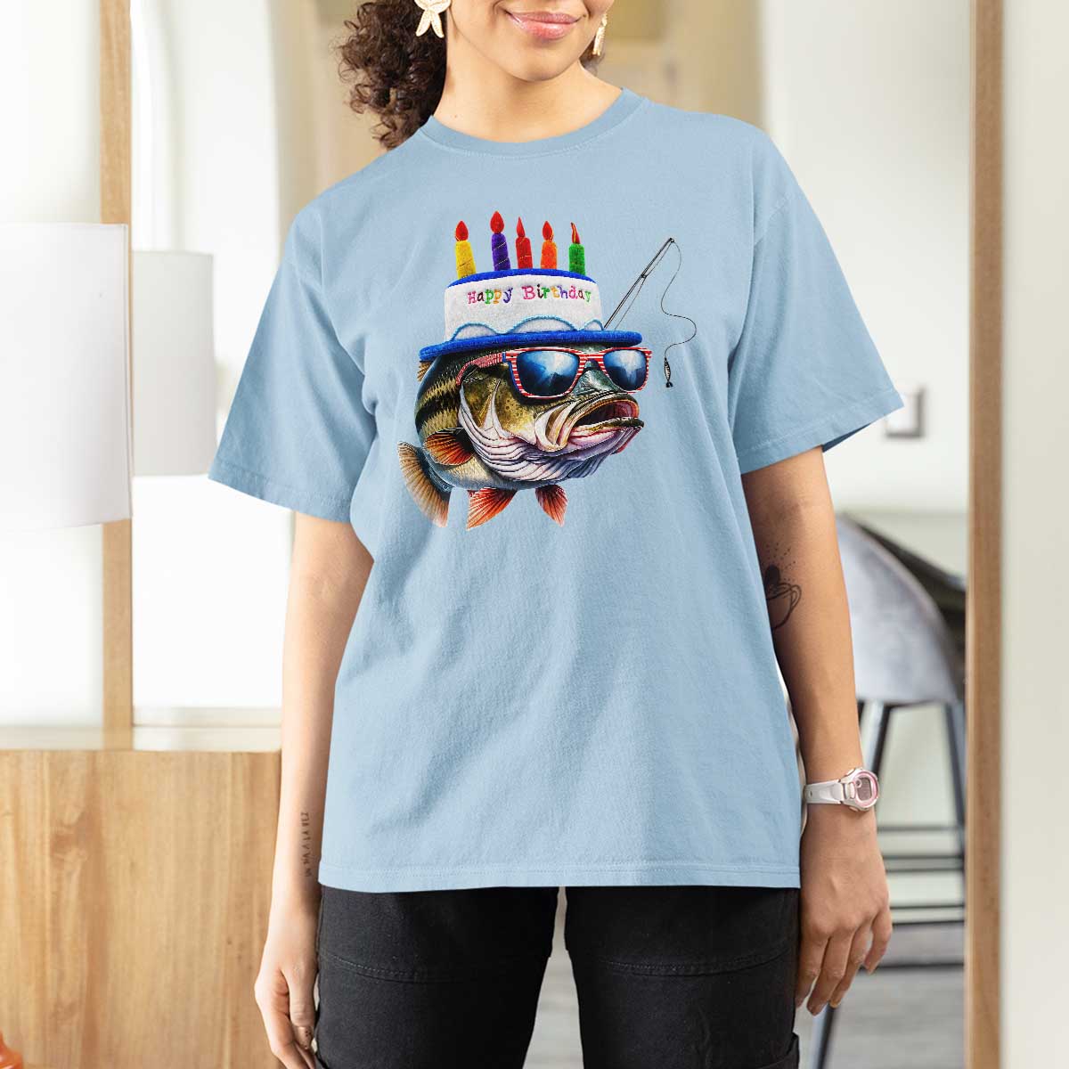 Bass Fishing Birthday T Shirt For Women Fish Party Theme
