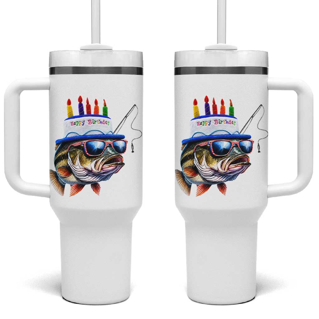 Bass Fishing Birthday Tumbler With Handle Fish Party Theme