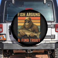 Fish Around And Find Trout Spare Tire Cover Funny Fishermen Fishing Retro Bigfoot Sasquatch Fish