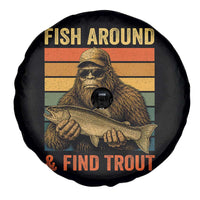 Fish Around And Find Trout Spare Tire Cover Funny Fishermen Fishing Retro Bigfoot Sasquatch Fish