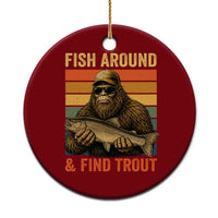 Fish Around And Find Trout Ceramic Ornament Funny Fishermen Fishing Retro Bigfoot Sasquatch Fish