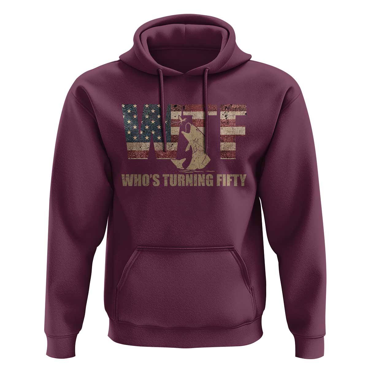 50th Birthday Hoodie Funny WTF Whos Turning Fifty Vintage Fishing 50 Year Old Gift