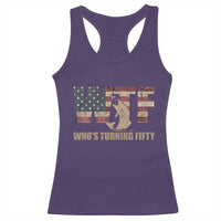 50th Birthday Racerback Tank Top Funny WTF Whos Turning Fifty Vintage Fishing 50 Year Old Gift
