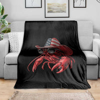 Funny Western Country Crawfish Lover Graphic Throw Blanket American Flag Cowboy Lobster Patriotic Cajun Season
