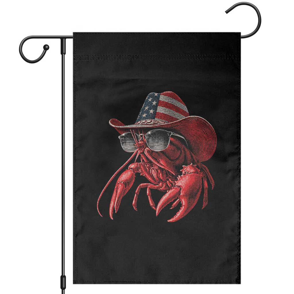 Funny Western Country Crawfish Lover Graphic Garden Flag American Flag Cowboy Lobster Patriotic Cajun Season