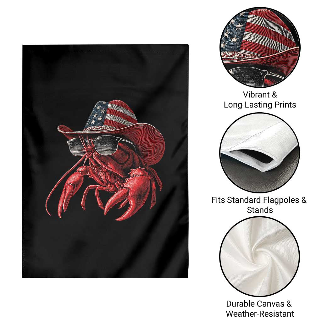 Funny Western Country Crawfish Lover Graphic Garden Flag American Flag Cowboy Lobster Patriotic Cajun Season