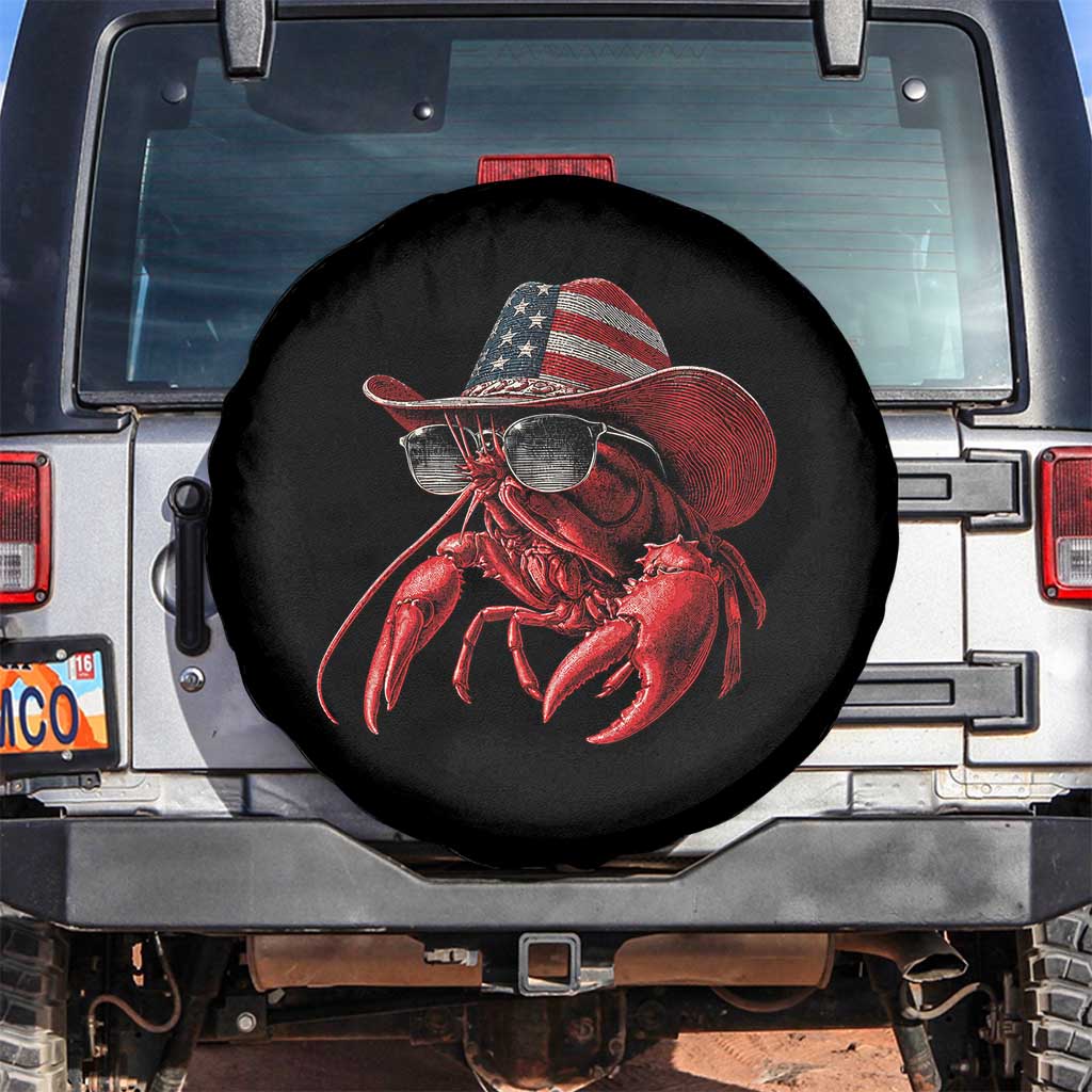 Funny Western Country Crawfish Lover Graphic Spare Tire Cover American Flag Cowboy Lobster Patriotic Cajun Season