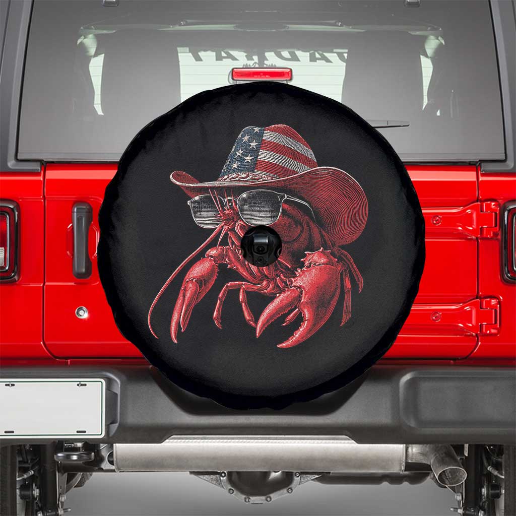 Funny Western Country Crawfish Lover Graphic Spare Tire Cover American Flag Cowboy Lobster Patriotic Cajun Season