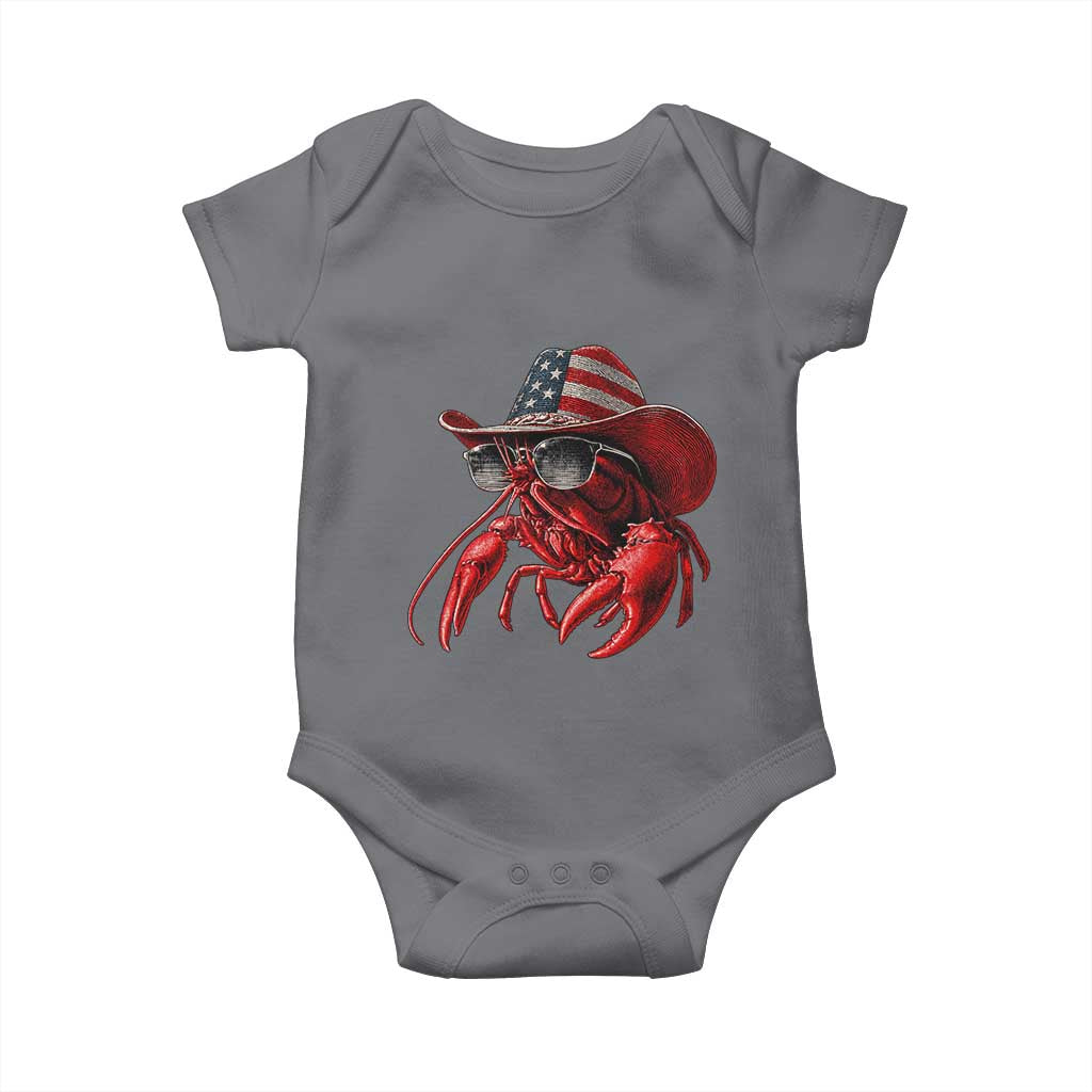 Funny Western Country Crawfish Lover Graphic Baby Onesie American Flag Cowboy Lobster Patriotic Cajun Season