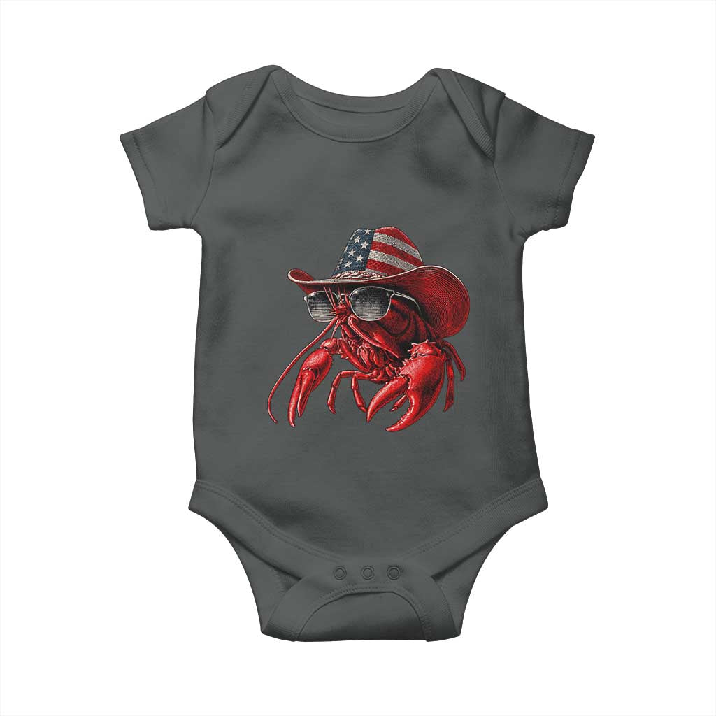 Funny Western Country Crawfish Lover Graphic Baby Onesie American Flag Cowboy Lobster Patriotic Cajun Season