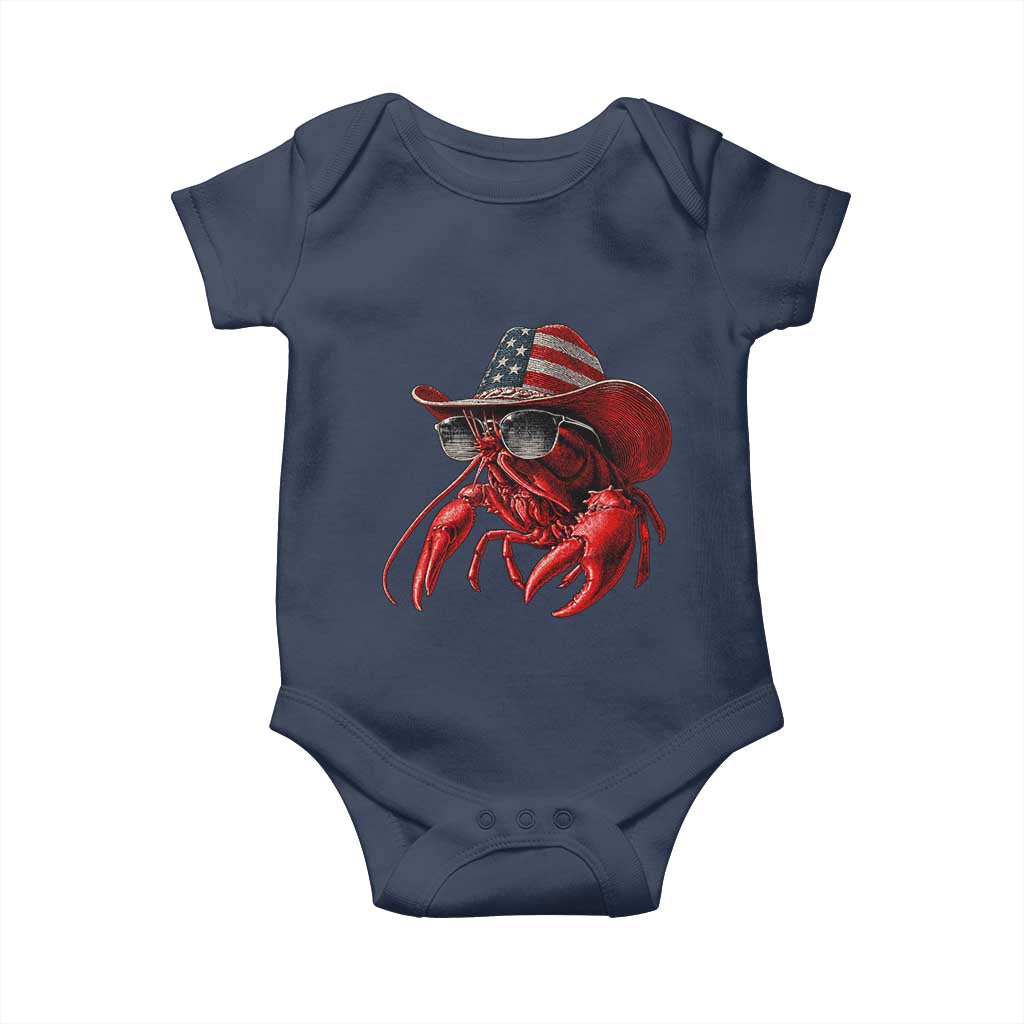 Funny Western Country Crawfish Lover Graphic Baby Onesie American Flag Cowboy Lobster Patriotic Cajun Season