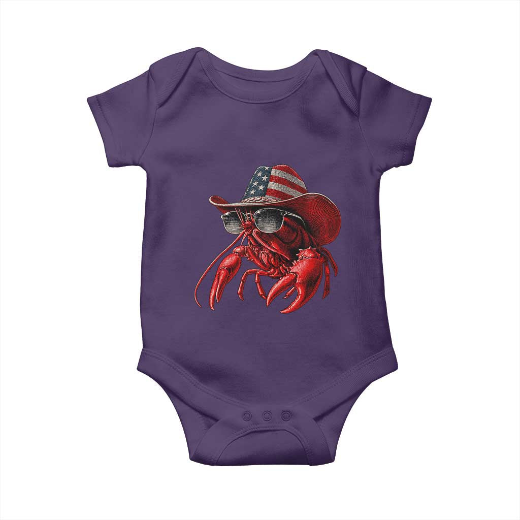Funny Western Country Crawfish Lover Graphic Baby Onesie American Flag Cowboy Lobster Patriotic Cajun Season