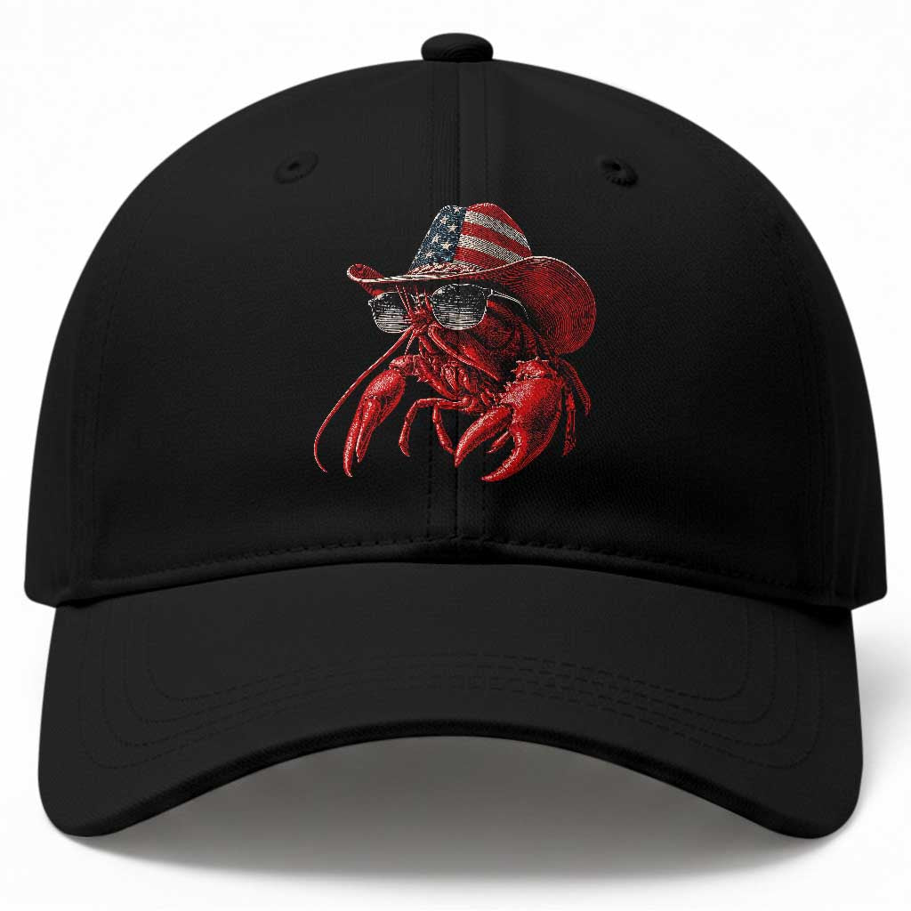 Funny Western Country Crawfish Lover Graphic Baseball Cap American Flag Cowboy Lobster Patriotic Cajun Season